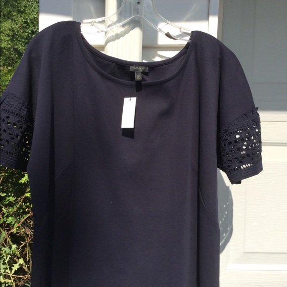 NWT Talbots Navy With Lace On Short Sleeves Dress - Picture 2 of 4